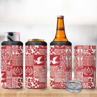 Red Tonga Kilisimasi Fiefia 4 in 1 Can Cooler Tumbler Pacific Patchwork Xmas Vibes - Polynesian Pride