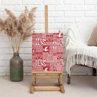 Red Tonga Kilisimasi Fiefia Canvas Wall Art Pacific Patchwork Xmas Vibes - Polynesian Pride