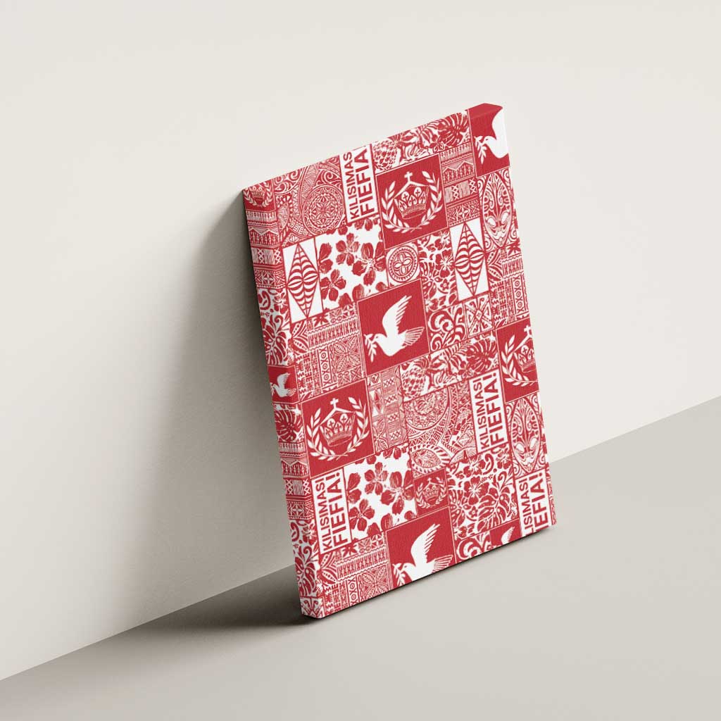 Red Tonga Kilisimasi Fiefia Canvas Wall Art Pacific Patchwork Xmas Vibes - Polynesian Pride