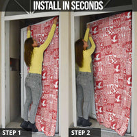 Red Tonga Kilisimasi Fiefia Door Cover Pacific Patchwork Xmas Vibes - Polynesian Pride