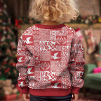 Red Tonga Kilisimasi Fiefia Kid Ugly Christmas Sweater Pacific Patchwork Xmas Vibes - Polynesian Pride