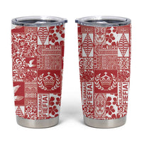 Red Tonga Kilisimasi Fiefia Tumbler Cup Pacific Patchwork Xmas Vibes - Polynesian Pride