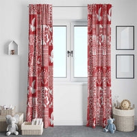 Red Tonga Kilisimasi Fiefia Window Curtain Pacific Patchwork Xmas Vibes - Polynesian Pride