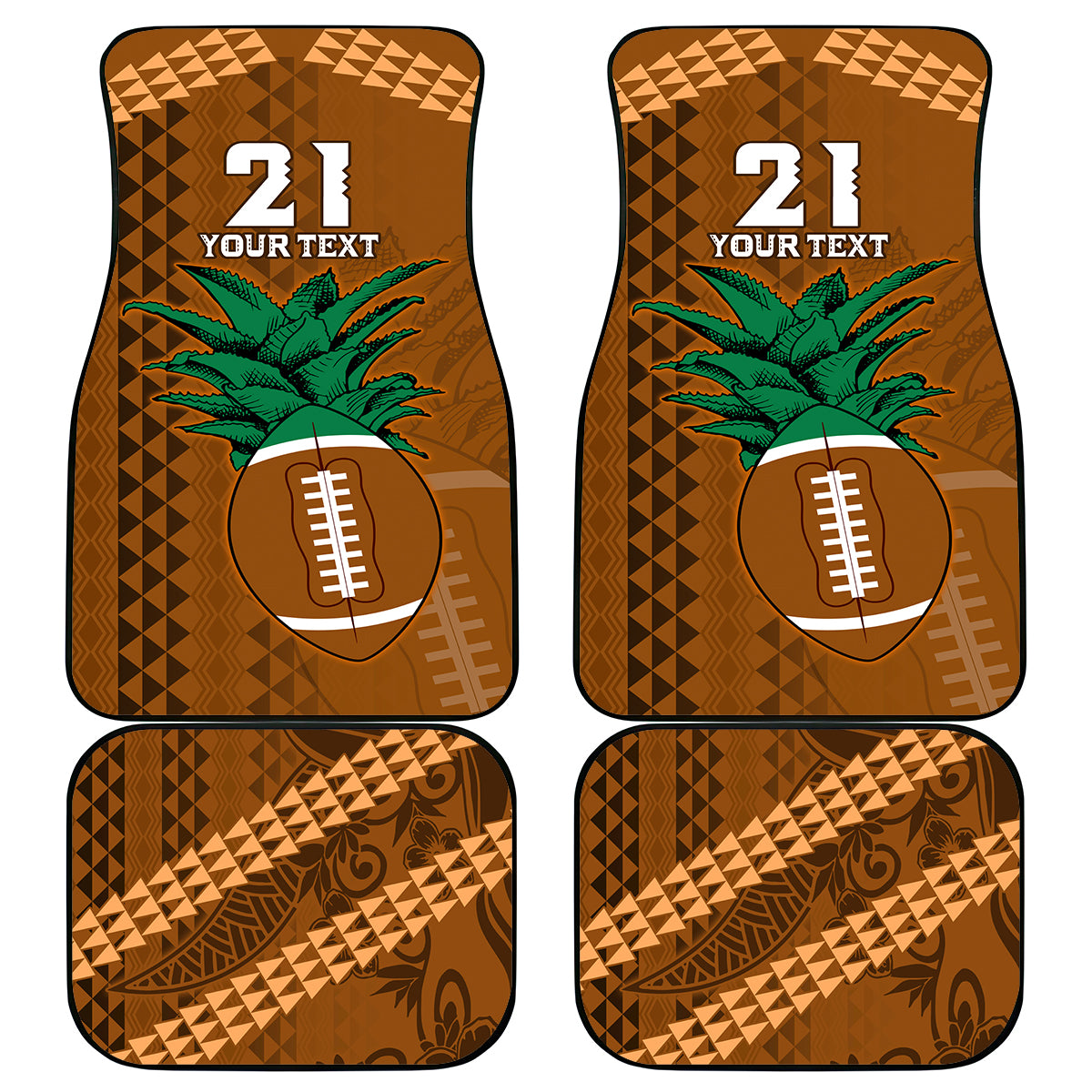 Custom Hawaii Honolulu Bowl Car Mats With Kakau Tribal Pattern LT9 Brown - Polynesian Pride