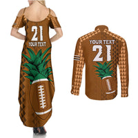 Custom Hawaii Honolulu Bowl Couples Matching Summer Maxi Dress and Long Sleeve Button Shirt With Kakau Tribal Pattern LT9 - Polynesian Pride