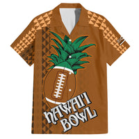 Custom Hawaii Honolulu Bowl Family Matching Off Shoulder Long Sleeve Dress and Hawaiian Shirt With Kakau Tribal Pattern LT9 Dad's Shirt - Short Sleeve Brown - Polynesian Pride