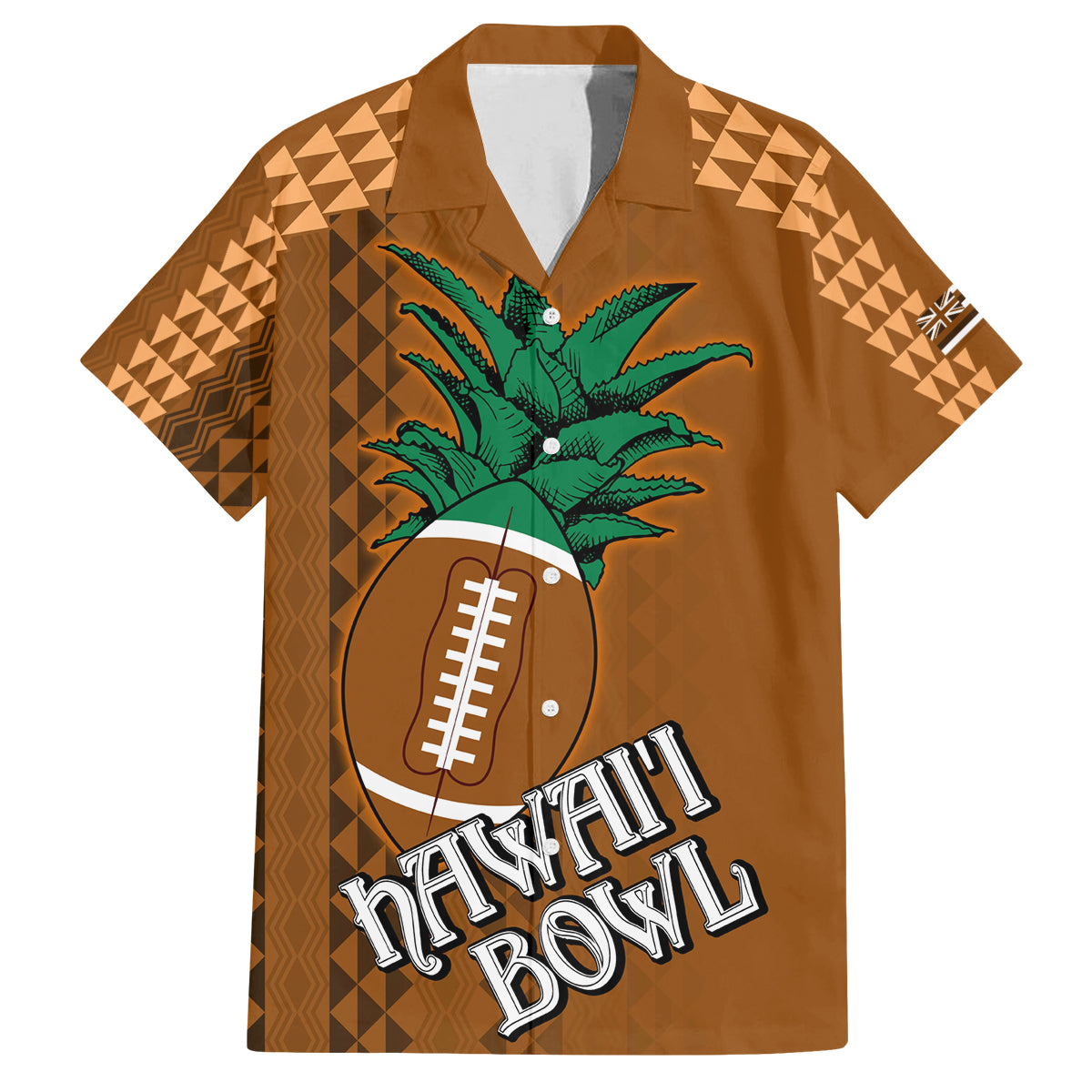 Custom Hawaii Honolulu Bowl Family Matching Summer Maxi Dress and Hawaiian Shirt With Kakau Tribal Pattern LT9 Dad's Shirt - Short Sleeve Brown - Polynesian Pride