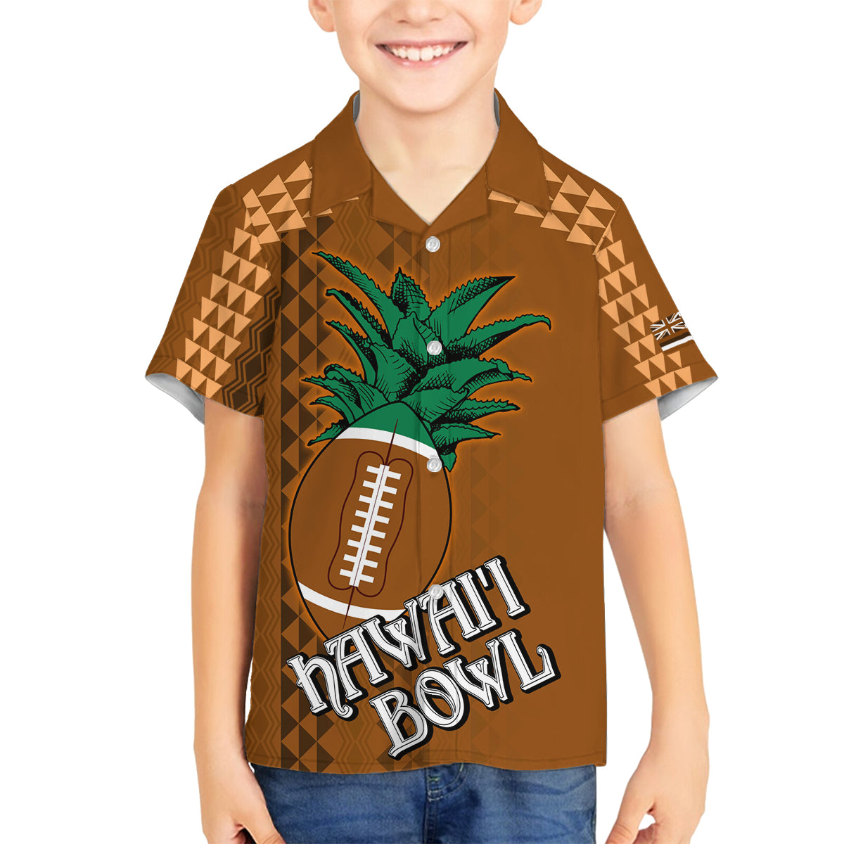 Custom Hawaii Honolulu Bowl Family Matching Summer Maxi Dress and Hawaiian Shirt With Kakau Tribal Pattern LT9 Son's Shirt Brown - Polynesian Pride