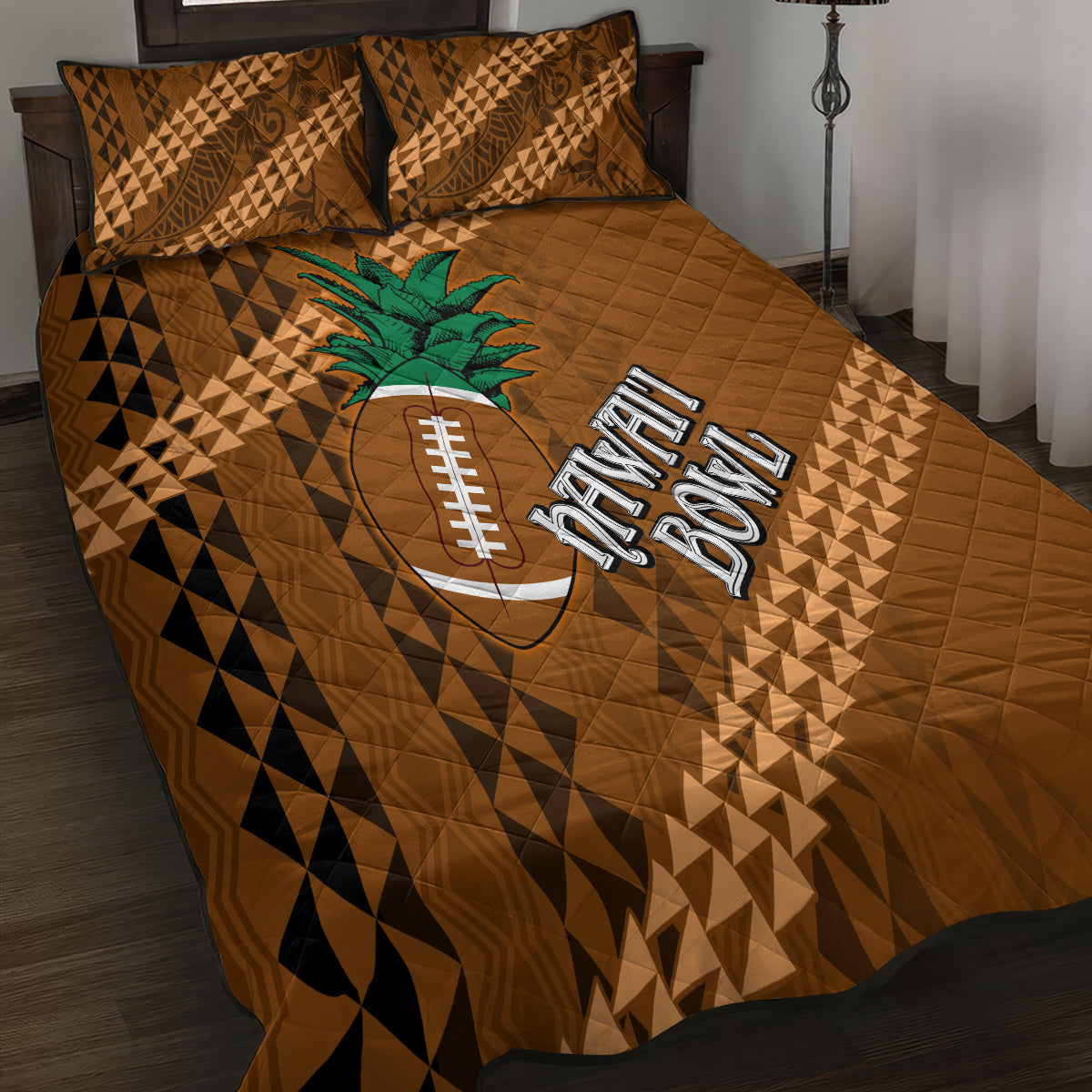 Custom Hawaii Honolulu Bowl Quilt Bed Set With Kakau Tribal Pattern LT9 - Polynesian Pride