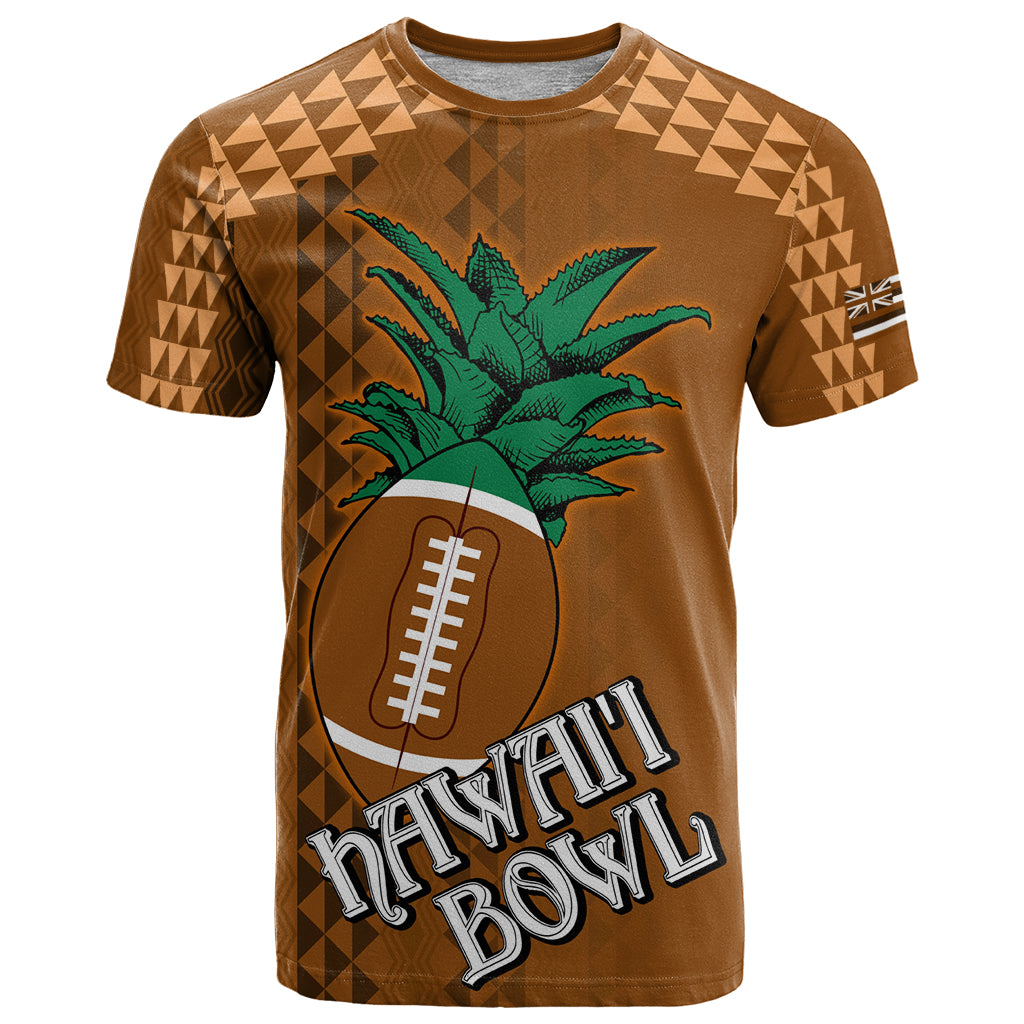 Custom Hawaii Honolulu Bowl T Shirt With Kakau Tribal Pattern LT9 Brown - Polynesian Pride