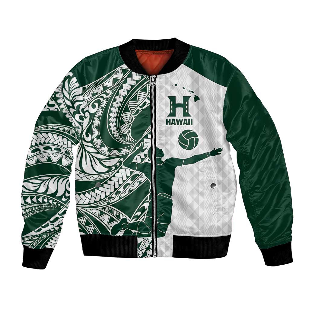 Polynesian Hawaii Volleyball Custom Bomber Jacket Kakau with Sport Style