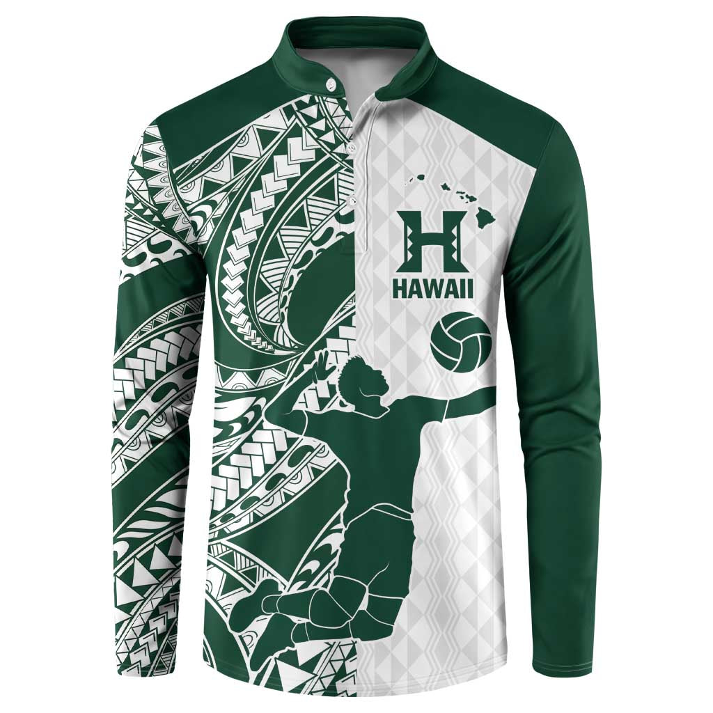 Polynesian Hawaii Volleyball Custom Button Sweatshirt Kakau with Sport Style