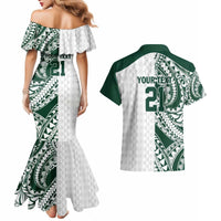 Polynesian Hawaii Volleyball Custom Couples Matching Mermaid Dress and Hawaiian Shirt Kakau with Sport Style