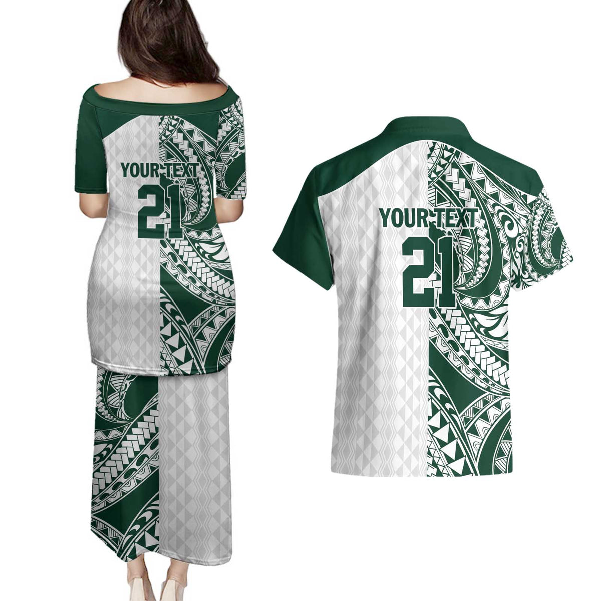Polynesian Hawaii Volleyball Custom Couples Matching Puletasi and Hawaiian Shirt Kakau with Sport Style