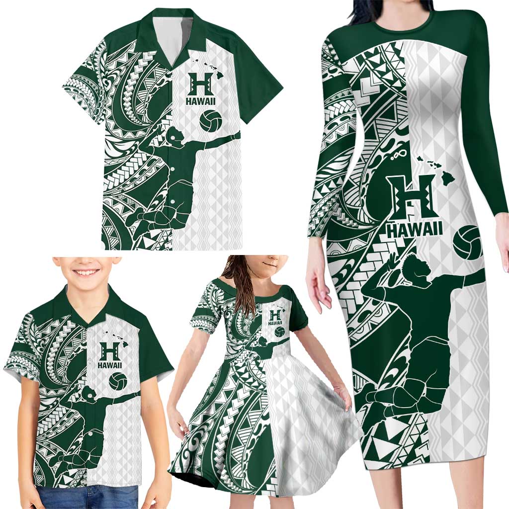Polynesian Hawaii Volleyball Custom Family Matching Long Sleeve Bodycon Dress and Hawaiian Shirt Kakau with Sport Style LT9 - Polynesian Pride