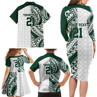 Polynesian Hawaii Volleyball Custom Family Matching Long Sleeve Bodycon Dress and Hawaiian Shirt Kakau with Sport Style LT9 - Polynesian Pride