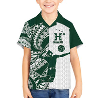 Polynesian Hawaii Volleyball Custom Family Matching Short Sleeve Bodycon Dress and Hawaiian Shirt Kakau with Sport Style LT9 Son's Shirt White - Polynesian Pride