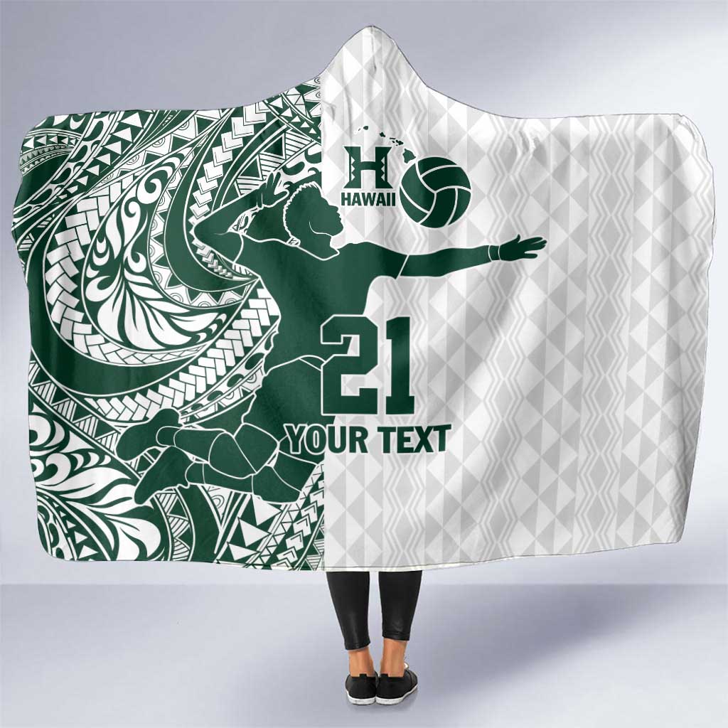 Polynesian Hawaii Volleyball Custom Hooded Blanket Kakau with Sport Style