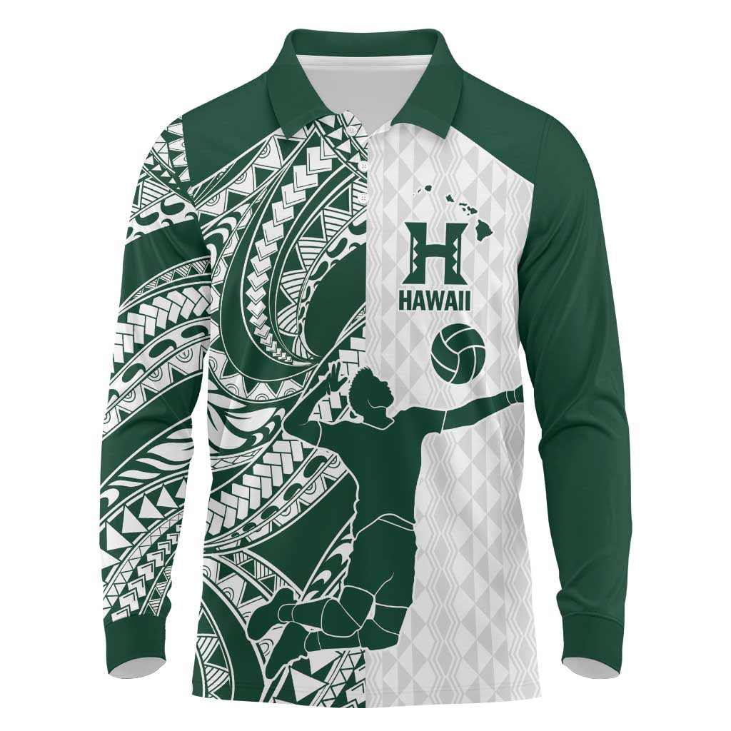 Polynesian Hawaii Volleyball Custom Long Sleeve Polo Shirt Kakau with Sport Style