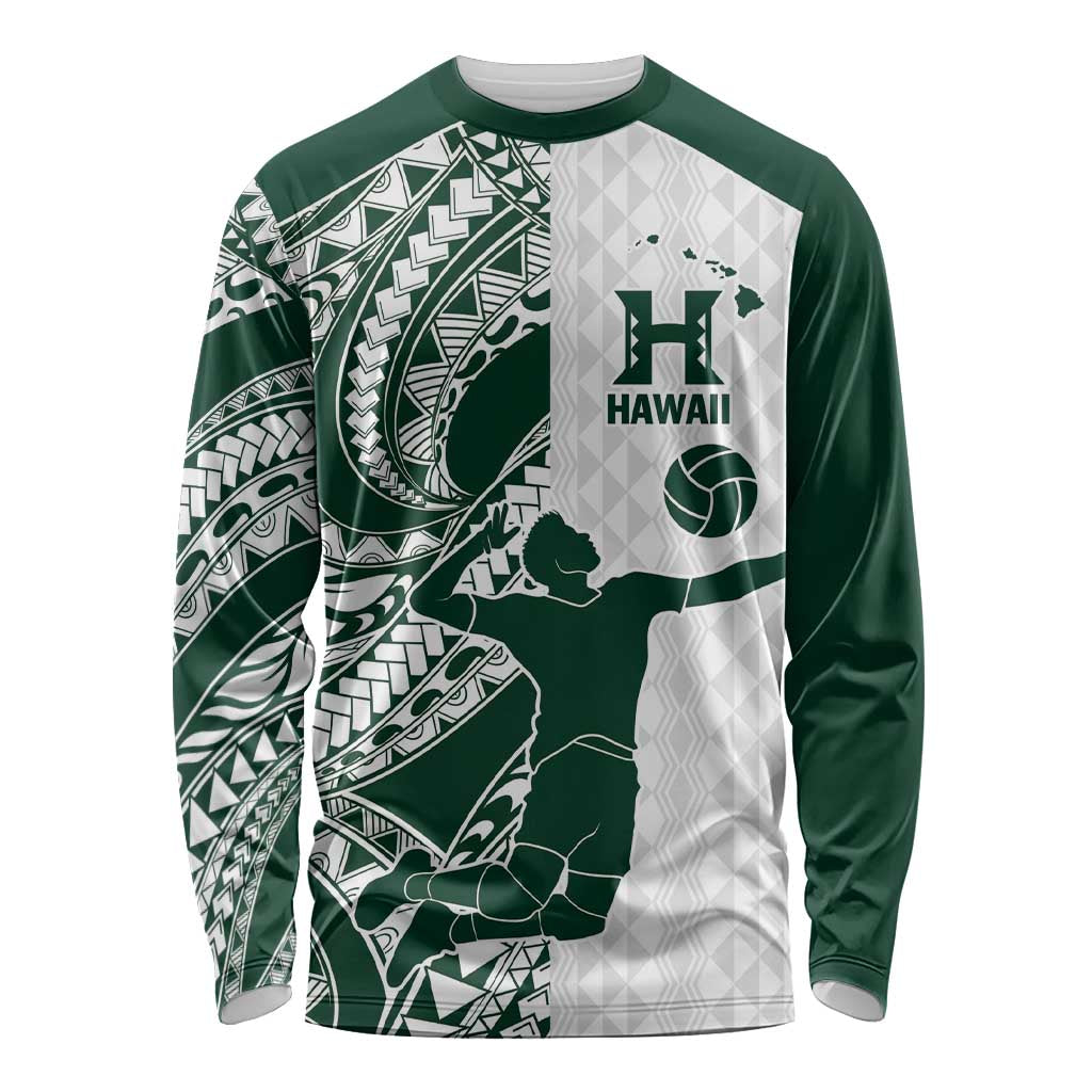 Polynesian Hawaii Volleyball Custom Long Sleeve Shirt Kakau with Sport Style