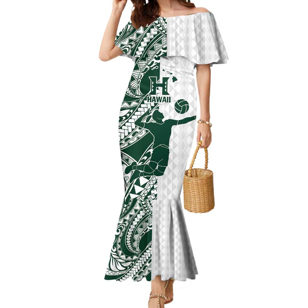 Polynesian Hawaii Volleyball Custom Mermaid Dress Kakau with Sport Style LT9 Women White - Polynesian Pride