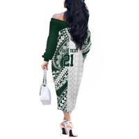 Polynesian Hawaii Volleyball Custom Off The Shoulder Long Sleeve Dress Kakau with Sport Style LT9 - Polynesian Pride
