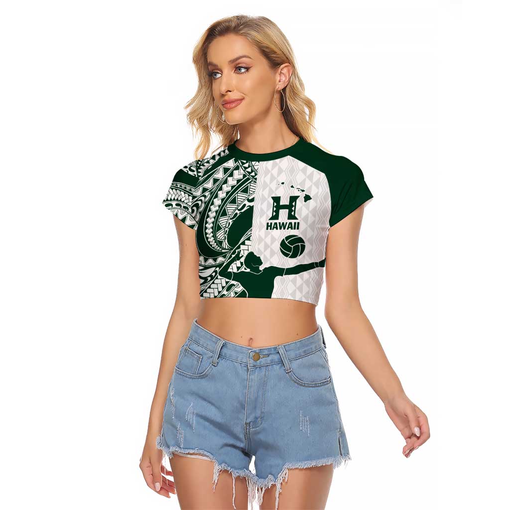 Polynesian Hawaii Volleyball Custom Raglan Cropped T Shirt Kakau with Sport Style