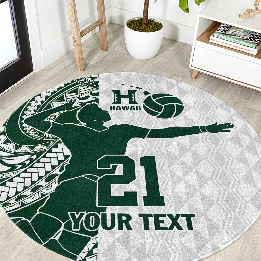 Polynesian Hawaii Volleyball Custom Round Carpet Kakau with Sport Style