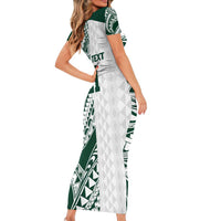 Polynesian Hawaii Volleyball Custom Short Sleeve Bodycon Dress Kakau with Sport Style