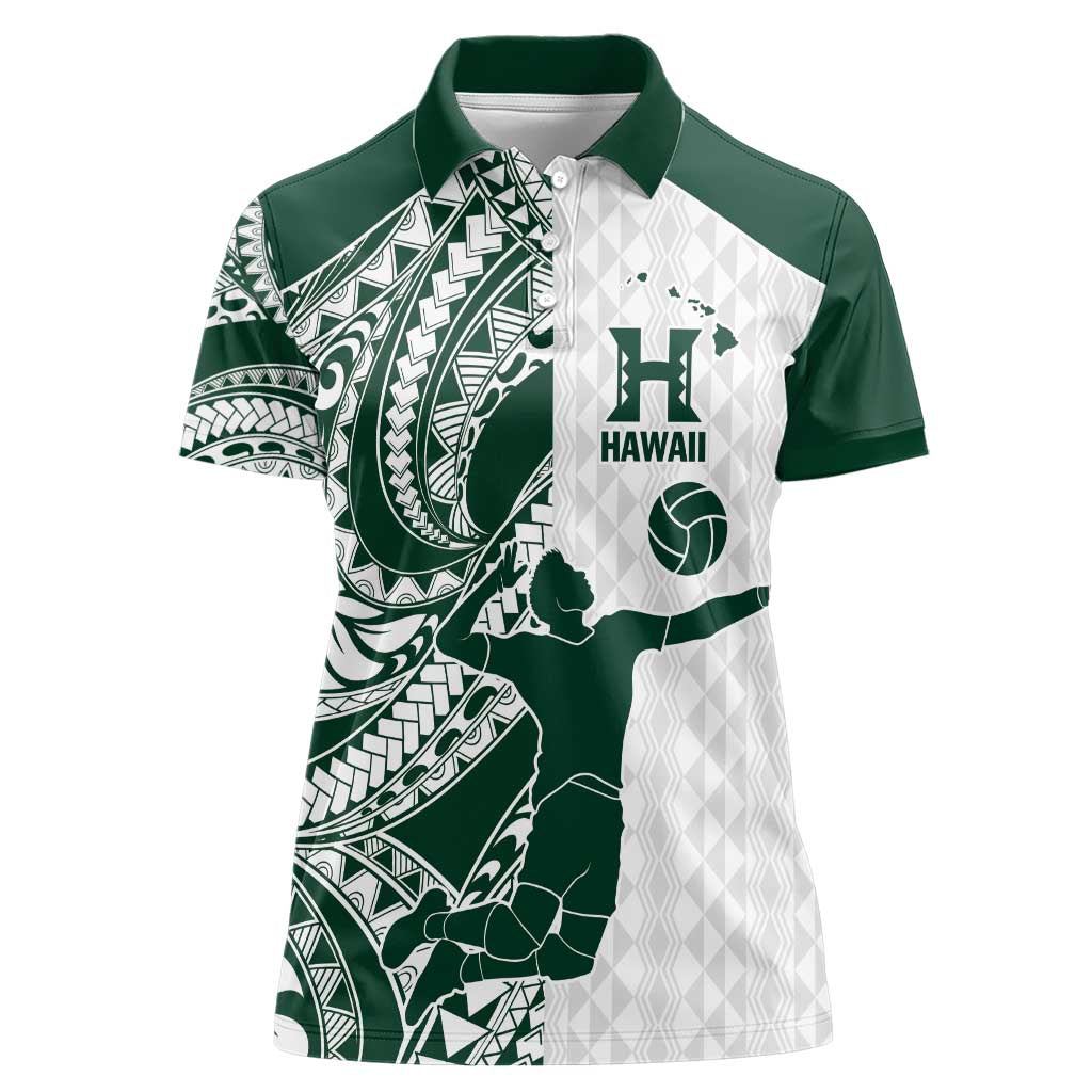 Polynesian Hawaii Volleyball Custom Women Polo Shirt Kakau with Sport Style