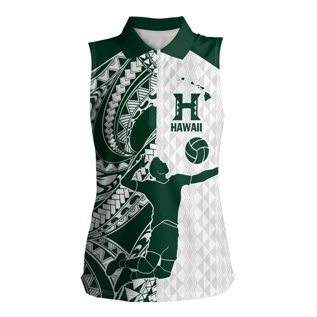 Polynesian Hawaii Volleyball Custom Women Sleeveless Polo Shirt Kakau with Sport Style