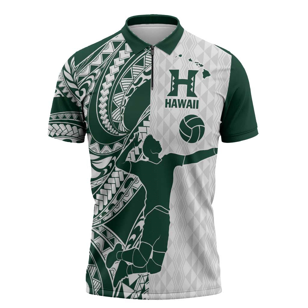 Polynesian Hawaii Volleyball Custom Zipper Polo Shirt Kakau with Sport Style - Polynesian Pride