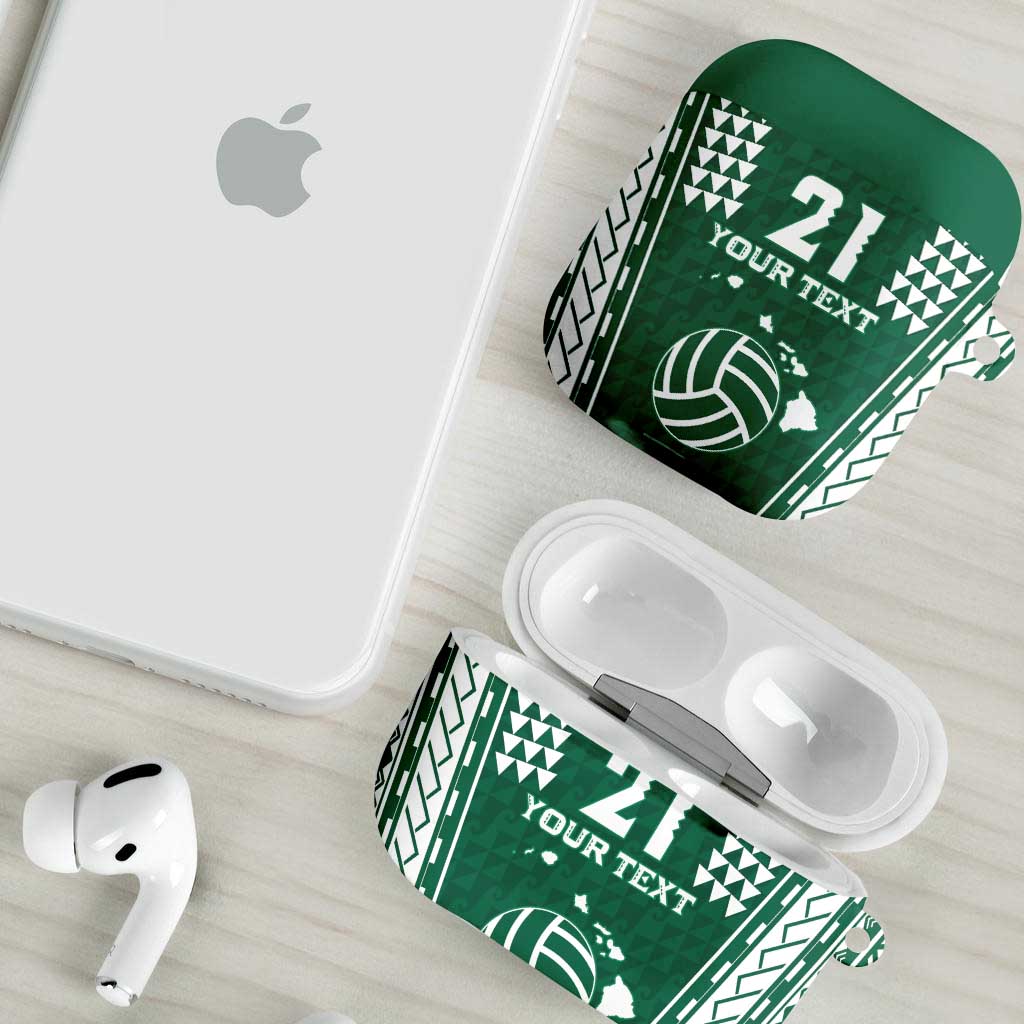 Polynesian Hawaii Volleyball Custom AirPods Case Green Kakau with Map Motif - Polynesian Pride