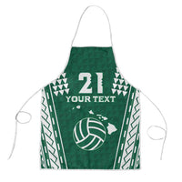 Polynesian Hawaii Volleyball Custom Apron Green Kakau with Map Motif - Polynesian Pride