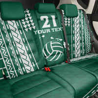 Polynesian Hawaii Volleyball Custom Back Car Seat Cover Green Kakau with Map Motif