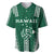 Polynesian Hawaii Volleyball Custom Baseball Jersey Green Kakau with Map Motif