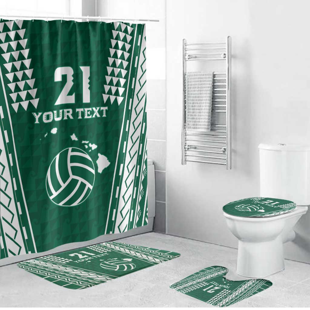 Polynesian Hawaii Volleyball Custom Bathroom Set Green Kakau with Map Motif - Polynesian Pride