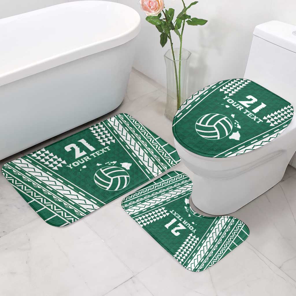 Polynesian Hawaii Volleyball Custom Bathroom Set Green Kakau with Map Motif - Polynesian Pride