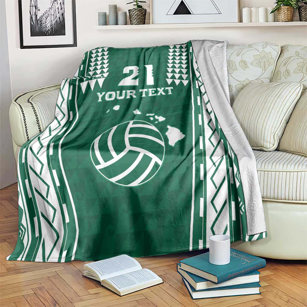 Polynesian Hawaii Volleyball Custom Blanket Green Kakau with Map Motif LT9 Green - Polynesian Pride