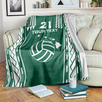Polynesian Hawaii Volleyball Custom Blanket Green Kakau with Map Motif LT9 Green - Polynesian Pride