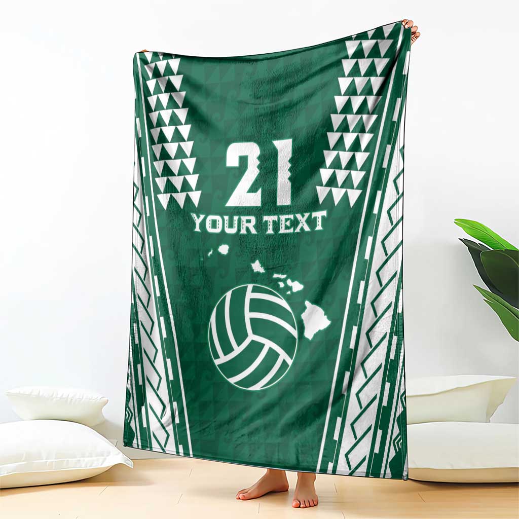 Polynesian Hawaii Volleyball Custom Blanket Green Kakau with Map Motif LT9 - Polynesian Pride