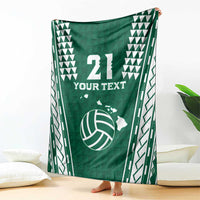 Polynesian Hawaii Volleyball Custom Blanket Green Kakau with Map Motif LT9 - Polynesian Pride