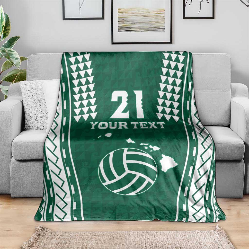 Polynesian Hawaii Volleyball Custom Blanket Green Kakau with Map Motif LT9 - Polynesian Pride