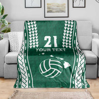 Polynesian Hawaii Volleyball Custom Blanket Green Kakau with Map Motif LT9 - Polynesian Pride