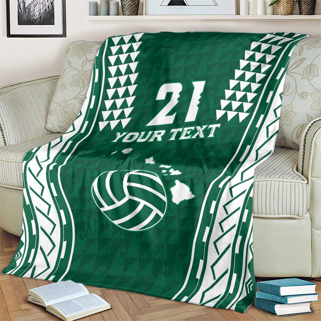Polynesian Hawaii Volleyball Custom Blanket Green Kakau with Map Motif LT9 - Polynesian Pride