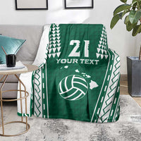 Polynesian Hawaii Volleyball Custom Blanket Green Kakau with Map Motif LT9 - Polynesian Pride