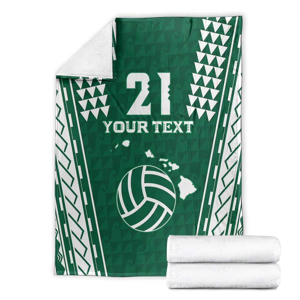 Polynesian Hawaii Volleyball Custom Blanket Green Kakau with Map Motif LT9 - Polynesian Pride