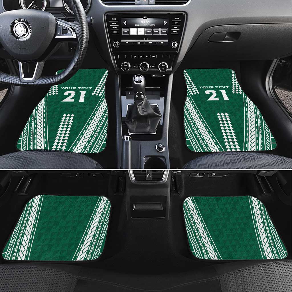 Polynesian Hawaii Volleyball Custom Car Mats Green Kakau with Map Motif