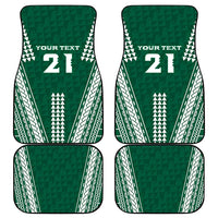 Polynesian Hawaii Volleyball Custom Car Mats Green Kakau with Map Motif