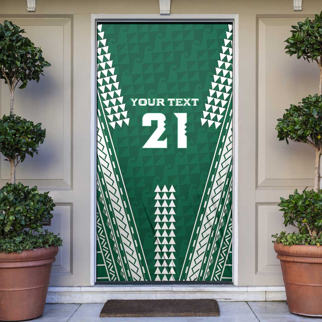 Polynesian Hawaii Volleyball Custom Door Cover Green Kakau with Map Motif - Polynesian Pride